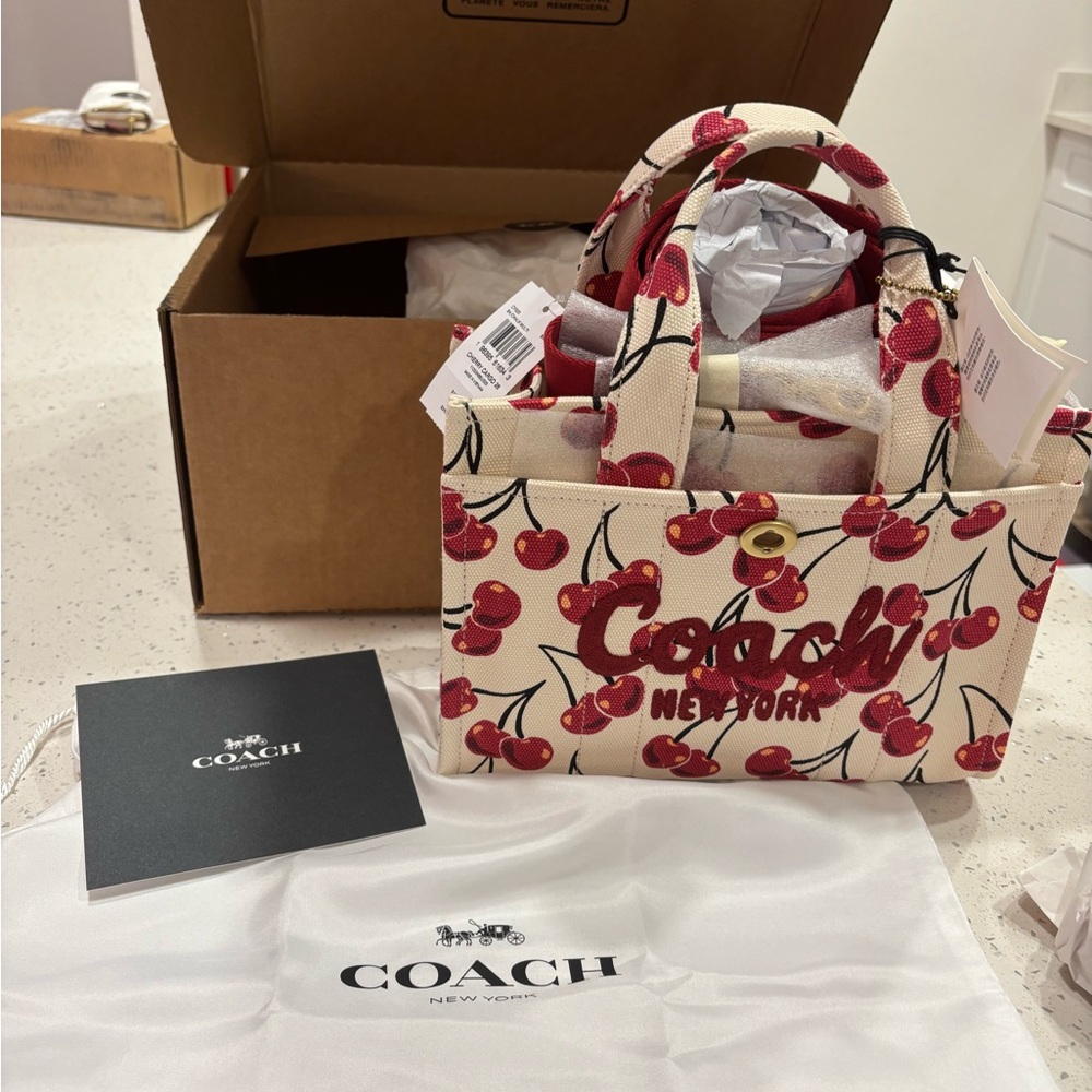 NWT COACH Cherry Cargo Tote 26.  Directly from Coach.